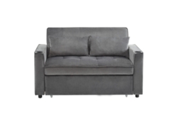 Sofá cama plegable Mobrio de 2 plazas, ajustable en varios ángulos, de terciopelo, con portavasos y cojines en gris