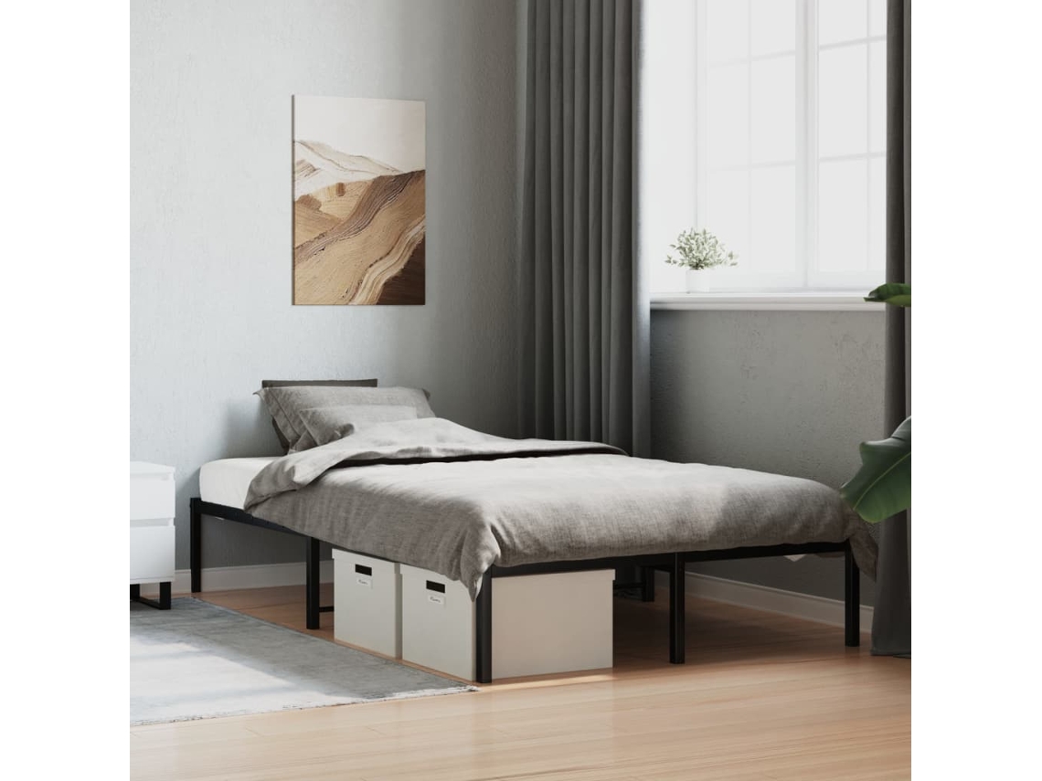 Estructura De Cama Sin Colchón Metal Negro 120x200 Cm