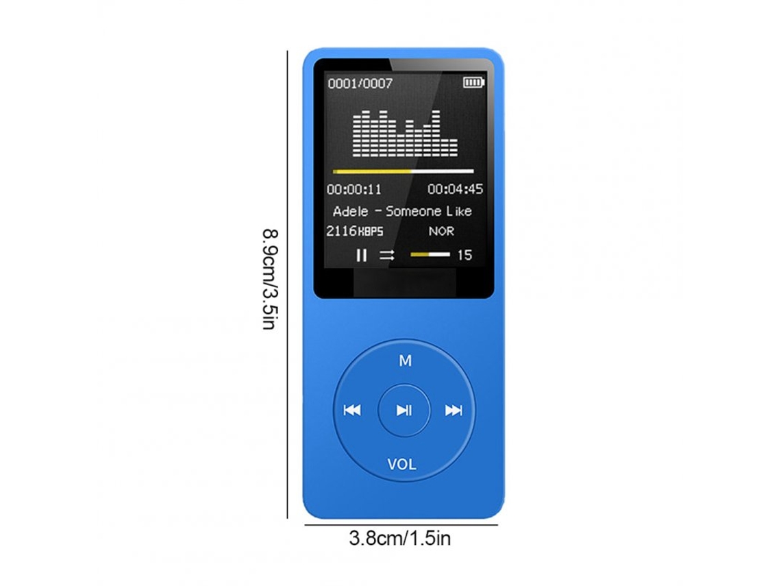 Lector MP3 Grabadora de estudiante externa portátil con radio Fm sin pérdidas Bluetooth azul real