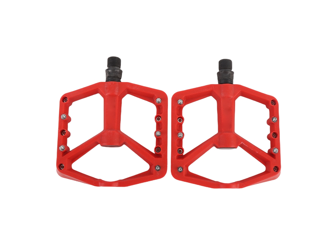 Pedales De Bicicleta Ligeros, Rojos, De Fibra De Nailon Con Rodamientos Antideslizantes Dobles.