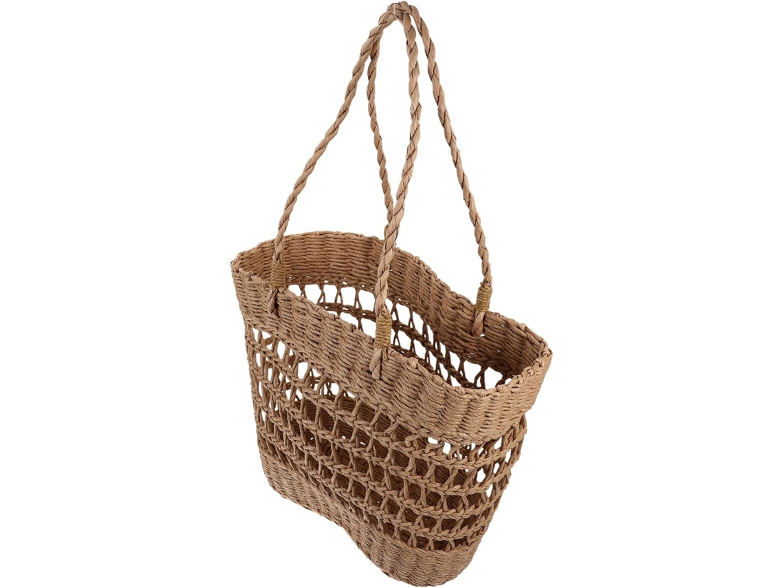 Bolsa De Ombro De Palha Leve E Tecida À Mão Para O Verão, Com Design Vazado, Ideal Para A Praia - Ampla Capacidade.