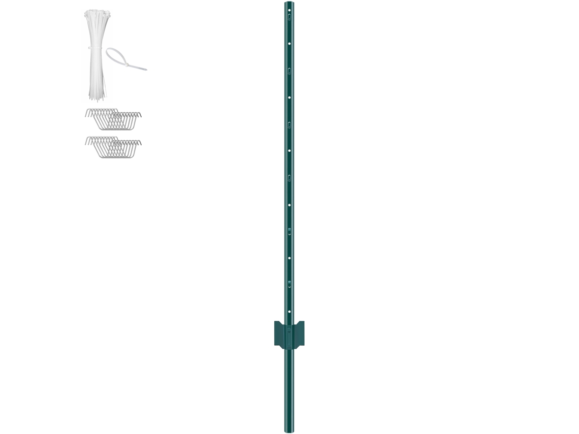 Valla en T Succebuy de 1,2 m, paquete de 10 estacas metálicas resistentes, color verde