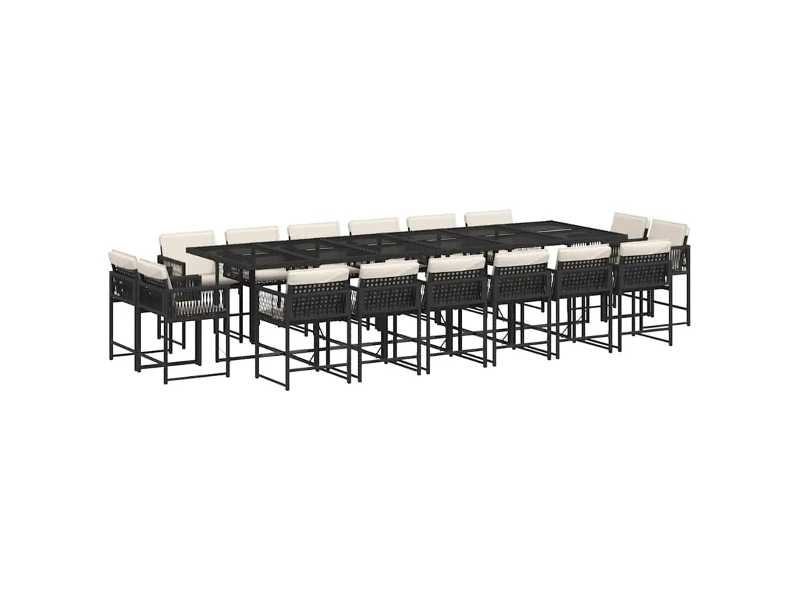 Maison Exclusive - Set De Muebles Jardín 17 Pzas Con Cojines Ratán Sintético Negro