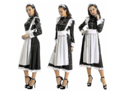 Traje De Cosplay De Criada Adulta Mujer Vestido Largo Con Delantal Y Diadema Para Fiesta Hdh2xl