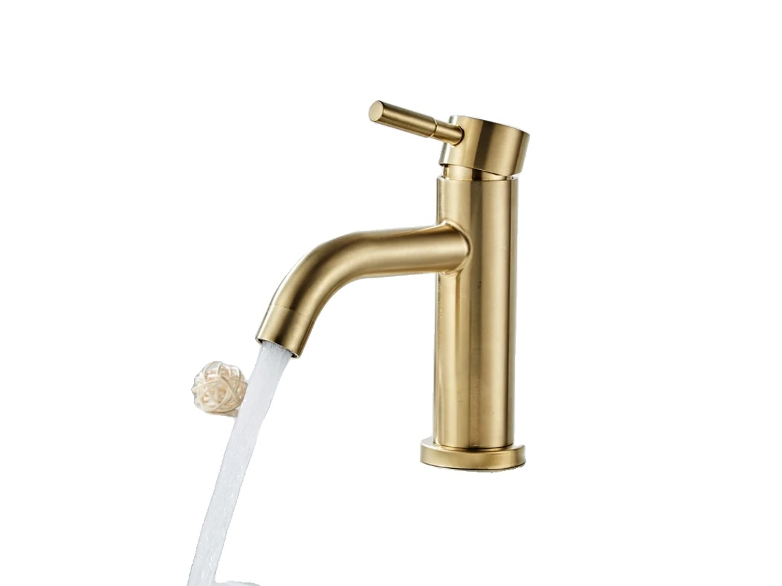 Grifo monomando para baño, mezclador de agua fría y caliente, estilo 2, oro cepillado, OEM
