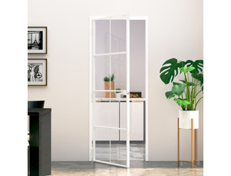 MAISON EXCLUSIVE - Puerta de interior vidrio templado y aluminio blanco 76x201,5cm