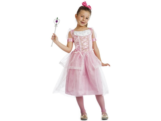 Disfraz de Niña DISFRAZZES Princesa Rosa Claro (Talla: 7 a 9 años)
