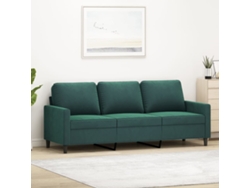 Sofá De 3 Plazas Terciopelo Verde Oscuro 180 Cm