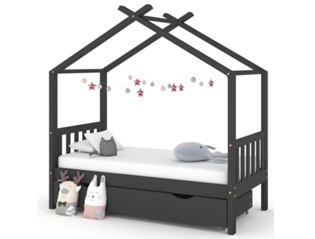 Estructura de cama infantil VIDAXL Gris Madera (160x80x190 cm)