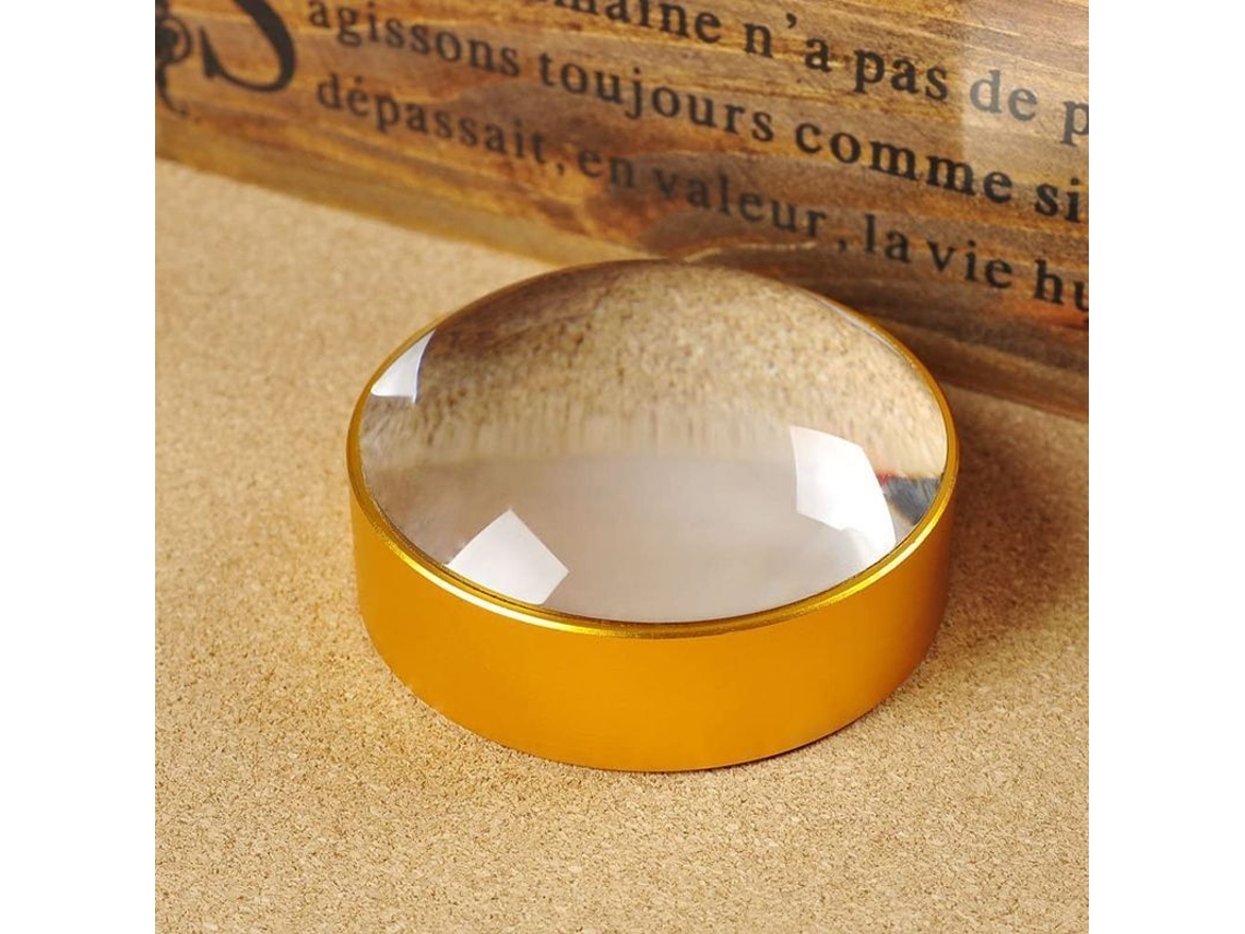 Lupa De Mesa Con Cúpula Dorada De 5x Y 60 Mm Para Lectura, Ayuda A La Lectura Y Pisapapeles.