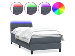 Maison Exclusive - Cama Box Spring Con Colchón Y Led Terciopelo Gris Oscuro 80x220 Cm