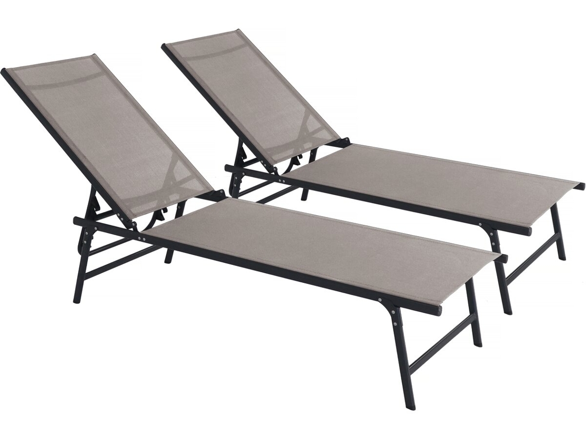 Juego de 2 tumbonas metálicas Sublima 180 x 54 x 104 cm Taupe Habitat Et Jardin