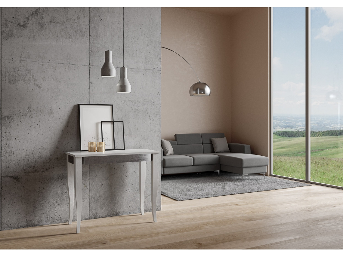 Consolas Sciabola Iron Extensible hasta 300 cm ITAMOBY (90 x 40 x 77 cm - Paneles de Melamina - Fresno Blanco)