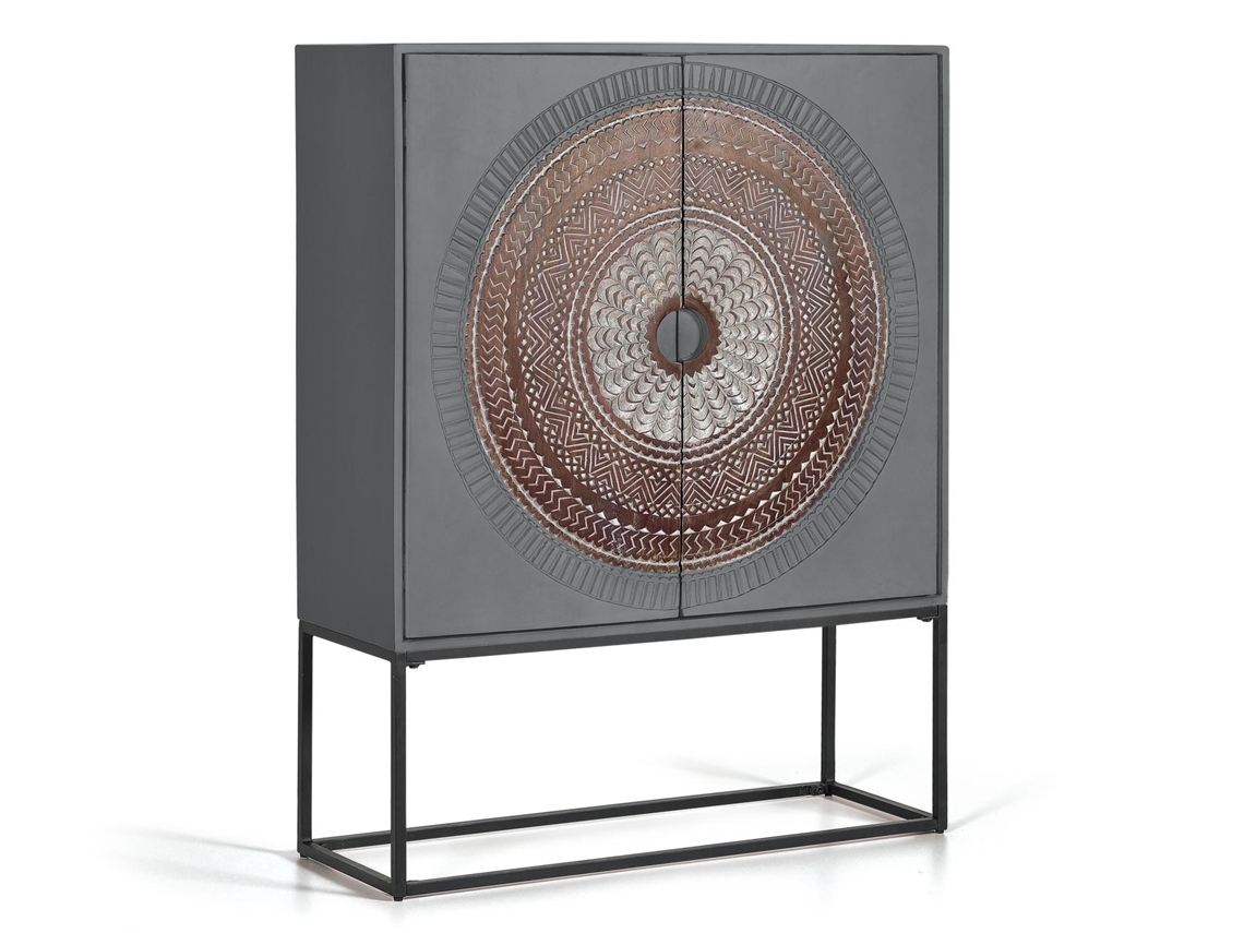 Vitrina madera de mango patas metal gris y marron Multicolor.GINER Y COLOMER 142x40x107