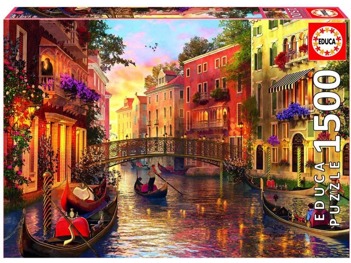 Puzzle EDUCA Atardecer en Venecia, 1500 piezas, cartón, para adultos