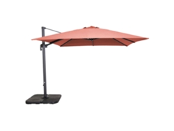 Parasol Excéntrico Rot. 3x3m + 4 Bases Para Llenar Alu Terracota