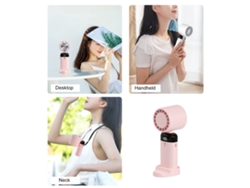 Ventilador de cuello portátil de 3 velocidades, batería de 3600 mAh, soporte para teléfono con indicador de batería.