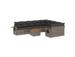 Maison Exclusive - Conjunto de sofás de jardín de 10 piezas con cojines de mimbre y patas grises