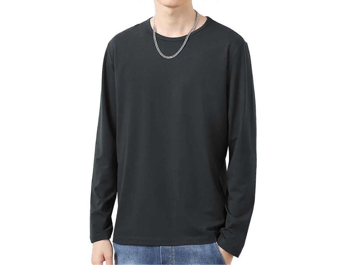 Camiseta Hombre Manga Larga Cuello O Invierno Otoño Slim Talla 5xl Gris Oscuro 5xl Gris Oscuro