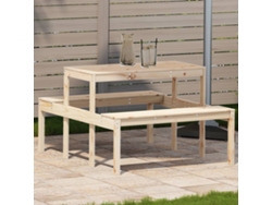 Mesa de picnic de madera maciza de pino de 110 x 134 x 75 cm, DKD HOME DECOR