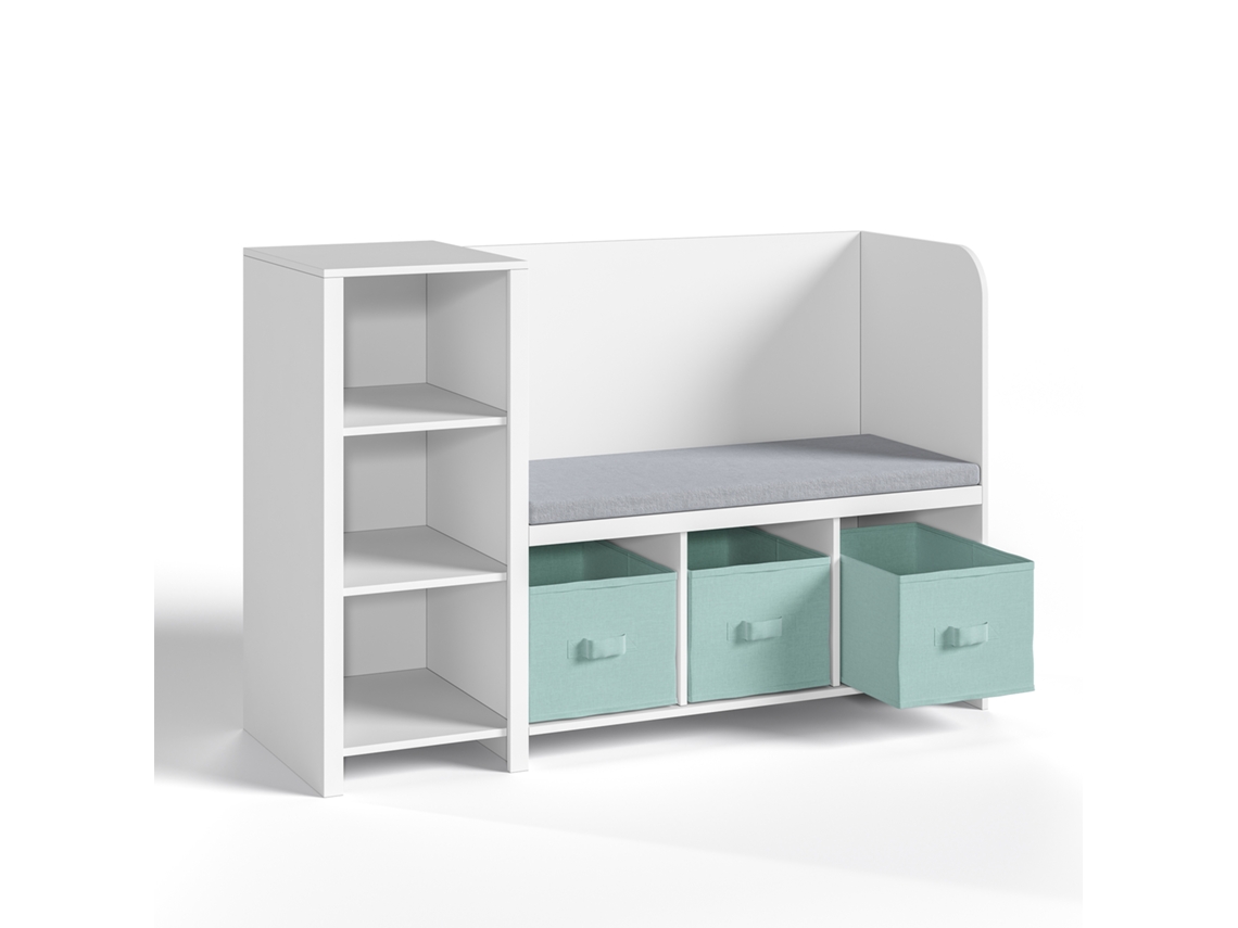 Estantería Infantil Con Banco Høylandet 76x112x40 Cm - Blanco/verde [EN.CASA]