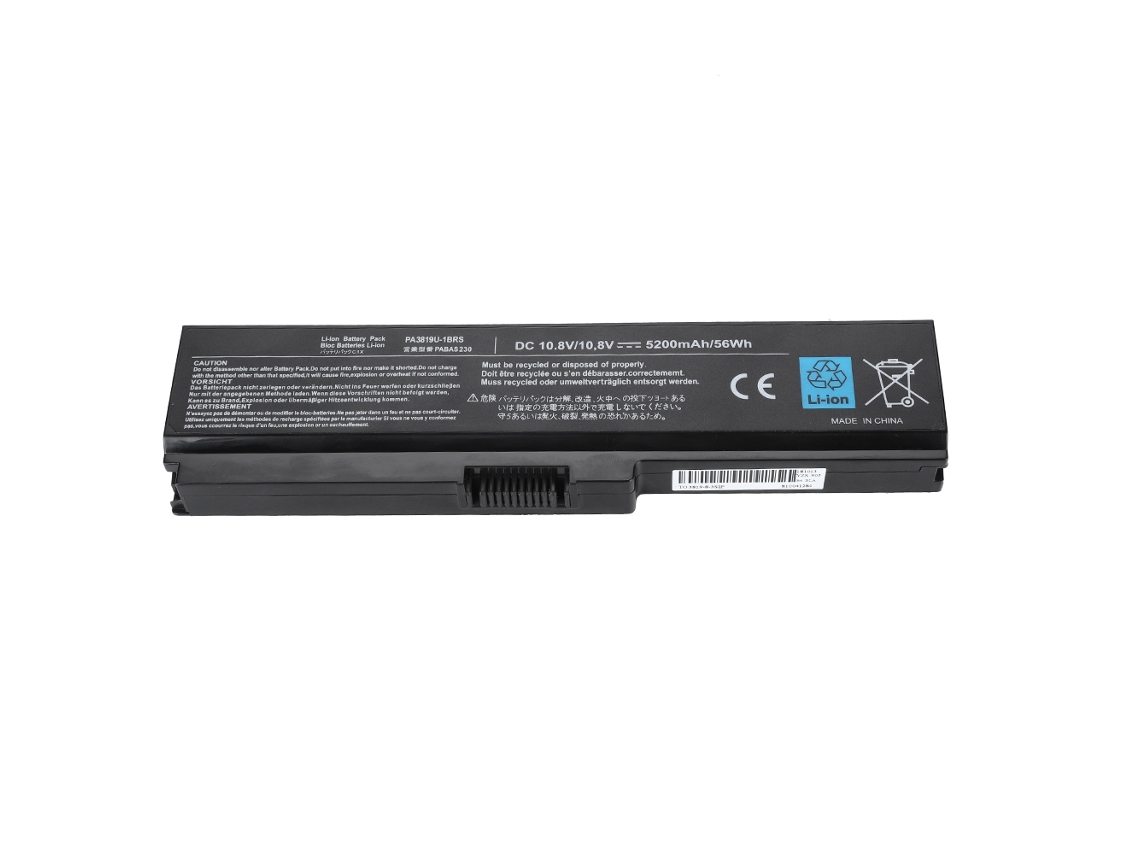 Bateria para laptop, compatível com a série Toshiba Satellite, capacidade de 5200 mAh, tensão de 10,8 V.