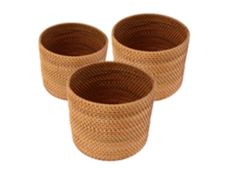 Cesta Redonda Pequeña De Ratán Tejido, De 3 Piezas, Cesta De Almacenamiento, Cesta Para Flores.