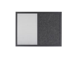Bi-office Black Shadow - Pizarra Combinada De Doble Uso, Pizarra Magnética Y Tablón De Tela Gris Claro, 60 X 45 Cm