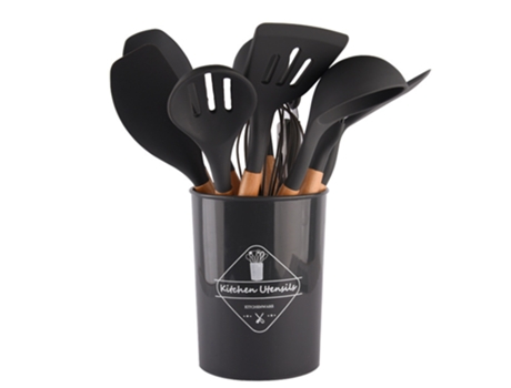 Juego de utensilios de cocina, juego de espátula de utensilios de cocina de silicona, juego de cocina de silicona, gris
