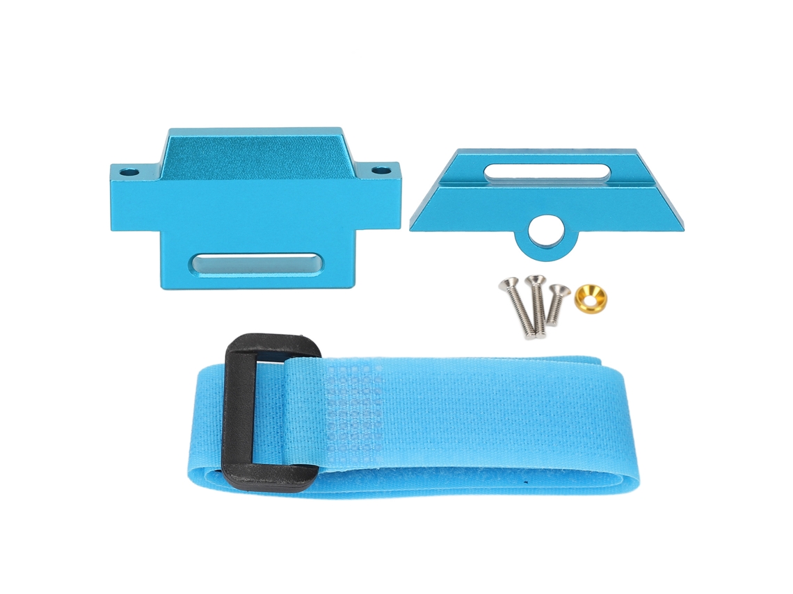 Placa De Batería De Aluminio Con Correa Para Traxxas 1/10 Slash 2wd Chasis 5822 5822a Azul