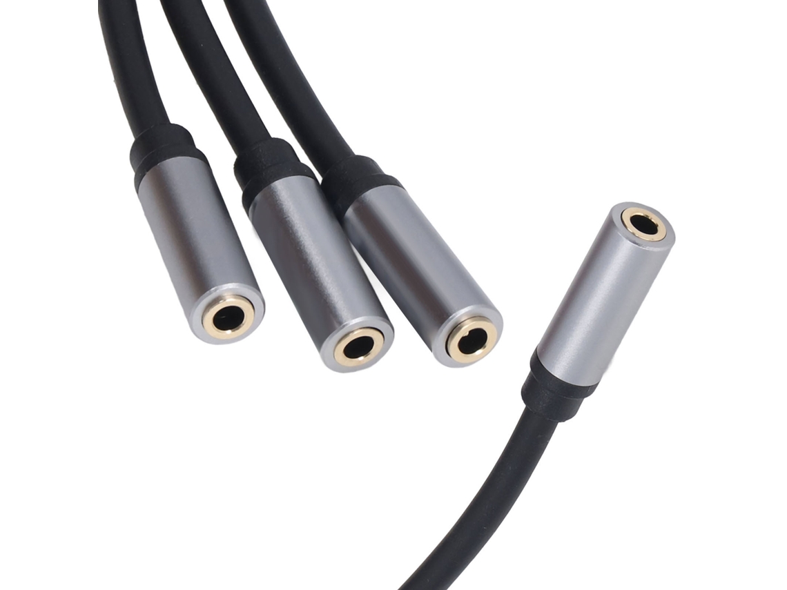 Cable Adaptador Aux Hifi Divisor Estéreo De 3,5 Mm Hembra A 3 Hembras, 0,3 M, Con Conectores Chapados En Oro Y Platino.