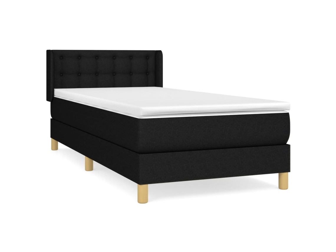 Maison Exclusive - Cama Box Spring Con Colchón Tela Negro 100x200 Cm