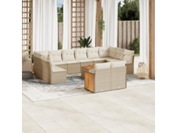 Conjunto de 13 sofás de jardín con cojines de mimbre beige de DKD Home Decor