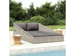 Tumbona Cama De Jardín Ratán Sintético Gris 110x200 Cm