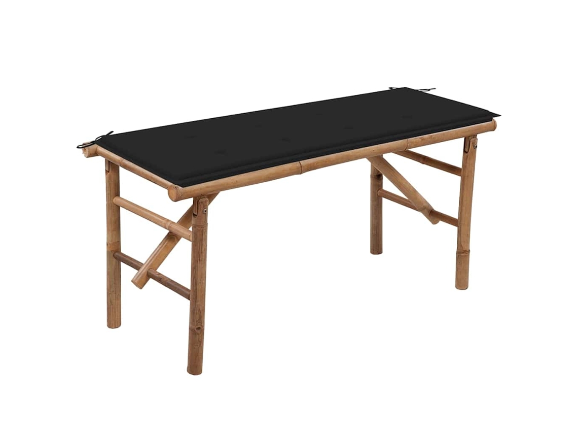 Banco de jardín VIDAXL Negro Bambú (118 cm)