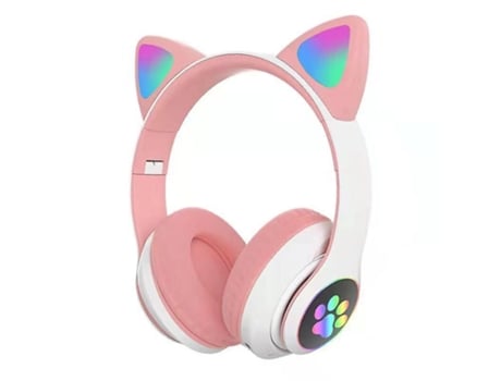 Inalámbrico bluetooth headphones cat ear headset with led light