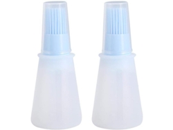 Juego de 2 botellas de aceite Rebe con espátula de silicona y tapa resistente al calor para cocina - Azul