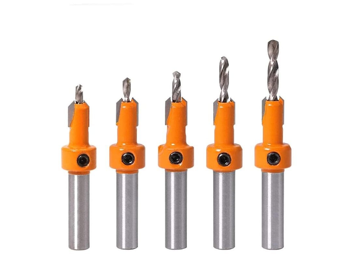2026-juego De Brocas De Carpintería, 5 Piezas Broca Countersink Hss Para Madera Plástico, Tamaños 2.8-4mm