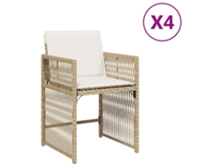 Maison Exclusive - Sillas de jardín con cojines, 4 piezas, mimbre, beige