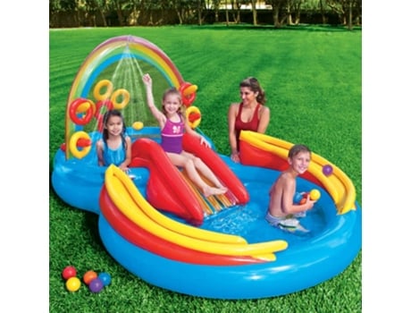 Piscina Inflable Rainbow Ring Play Center 297X193X135 cm INTEX