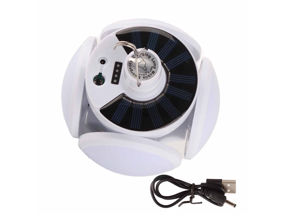 Lámpara solar esférica con carga USB, lámpara LED para acampar y uso nocturno, luz solar portátil.