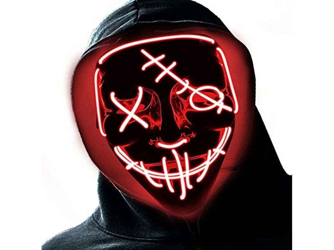 Máscara Led De Halloween Con Luces Terroríficas Para Fiestas De Cosplay Y Disfraces De Halloween.