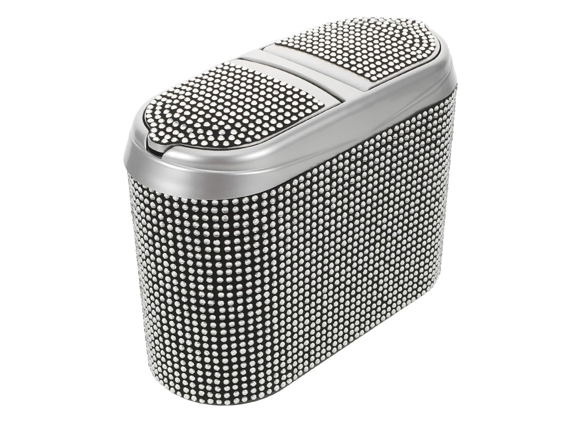 Papelera Para Coche Con Doble Apertura, Colgante, Impermeable Y Decorada Con Brillantes Diamantes De Imitación.