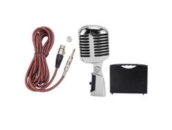 Microfone Dinâmico Retro Com Padrão Cardioide Ângulo Ajustável Para Palco Ktv Prata