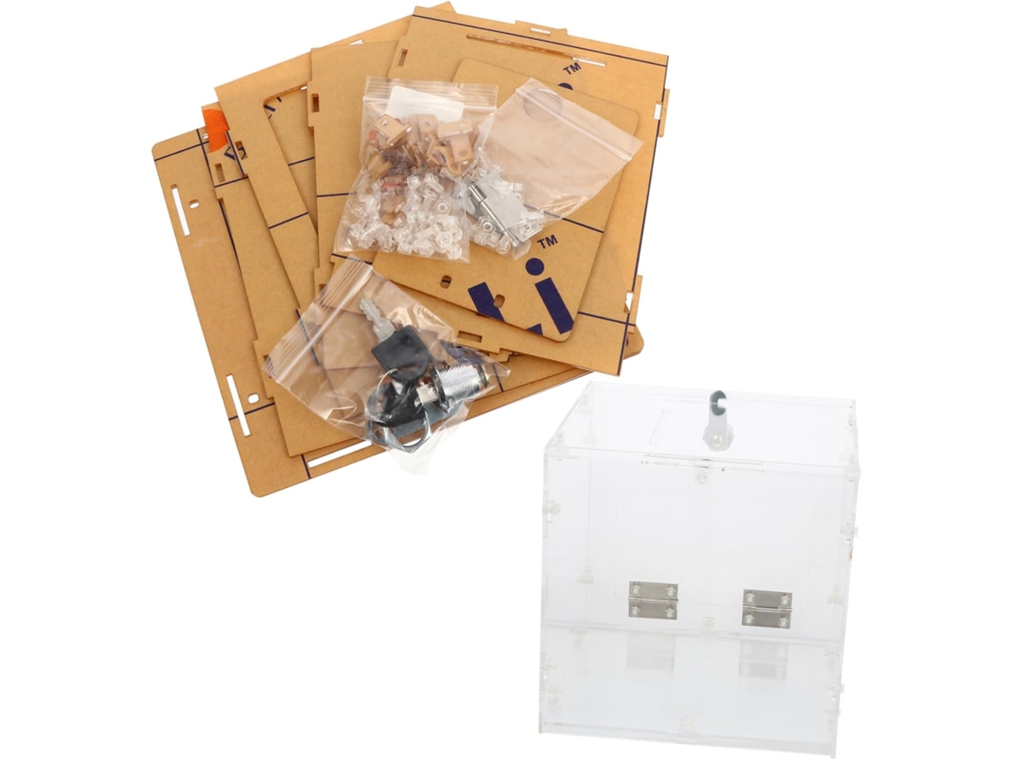 Caja De Donaciones De Acrílico Transparente De 20x20x20 Cm Con Cerradura.