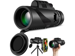 Telescopio monocular HD 40 X 60 con soporte y trípode para acampar Observación de aves Caza Fútbol Negro 142