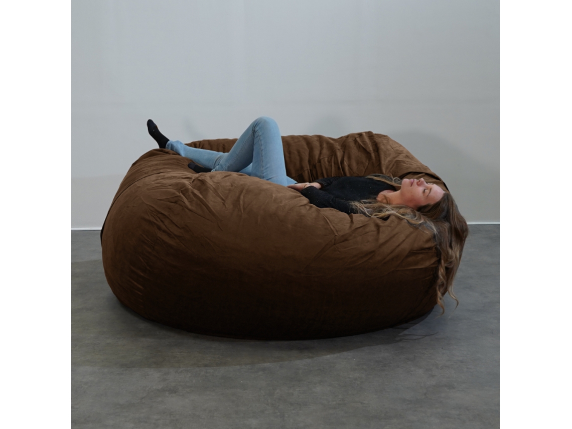 Puf Gigante De Micro Gamuza Desenfundable Marrón 180 Cm
