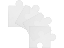 Conjunto De 4 Moldes De Silicone Brancos Para Porta-copos Em Formato De Quebra-cabeça, Tamanhos Uniformes.