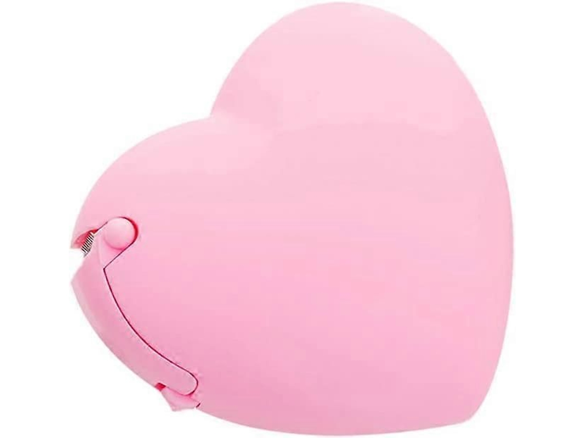 Dispensador de cinta adhesiva rosa con forma de corazón.