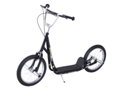 Patinete Infantil Con Neumáticos Hinchables, Ruedas De 16 Pulgadas, Freno, Manillar Ajustable, Negro, 143x58x92-100